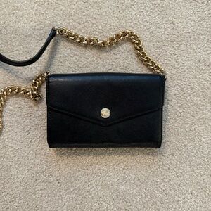Black Leather Chain Shoulder Bag